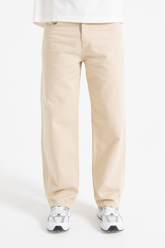 Basic Ekru Baggy Kot Pantolon