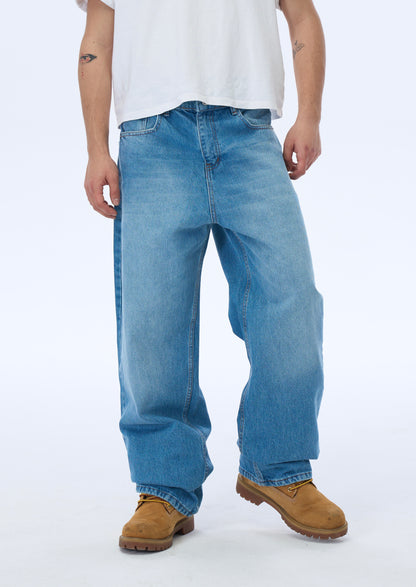 ATE Premium Mavi Detay Baggy Kot Pantolon