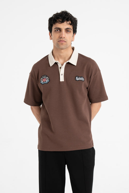 Masterpiece Nakışlı Oversize Polo Yaka Tişört