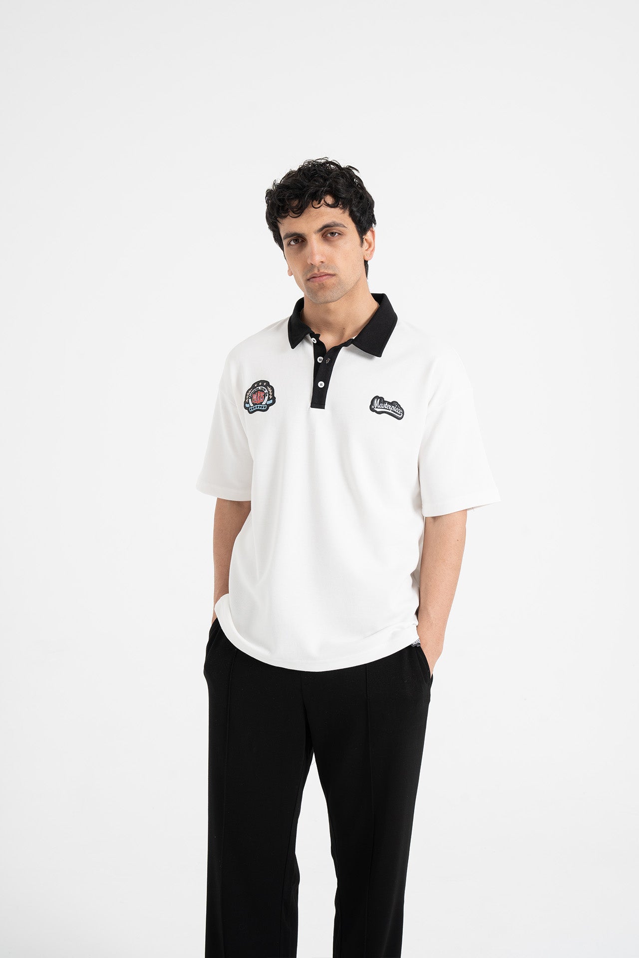 Masterpiece Nakışlı Oversize Polo Yaka Tişört