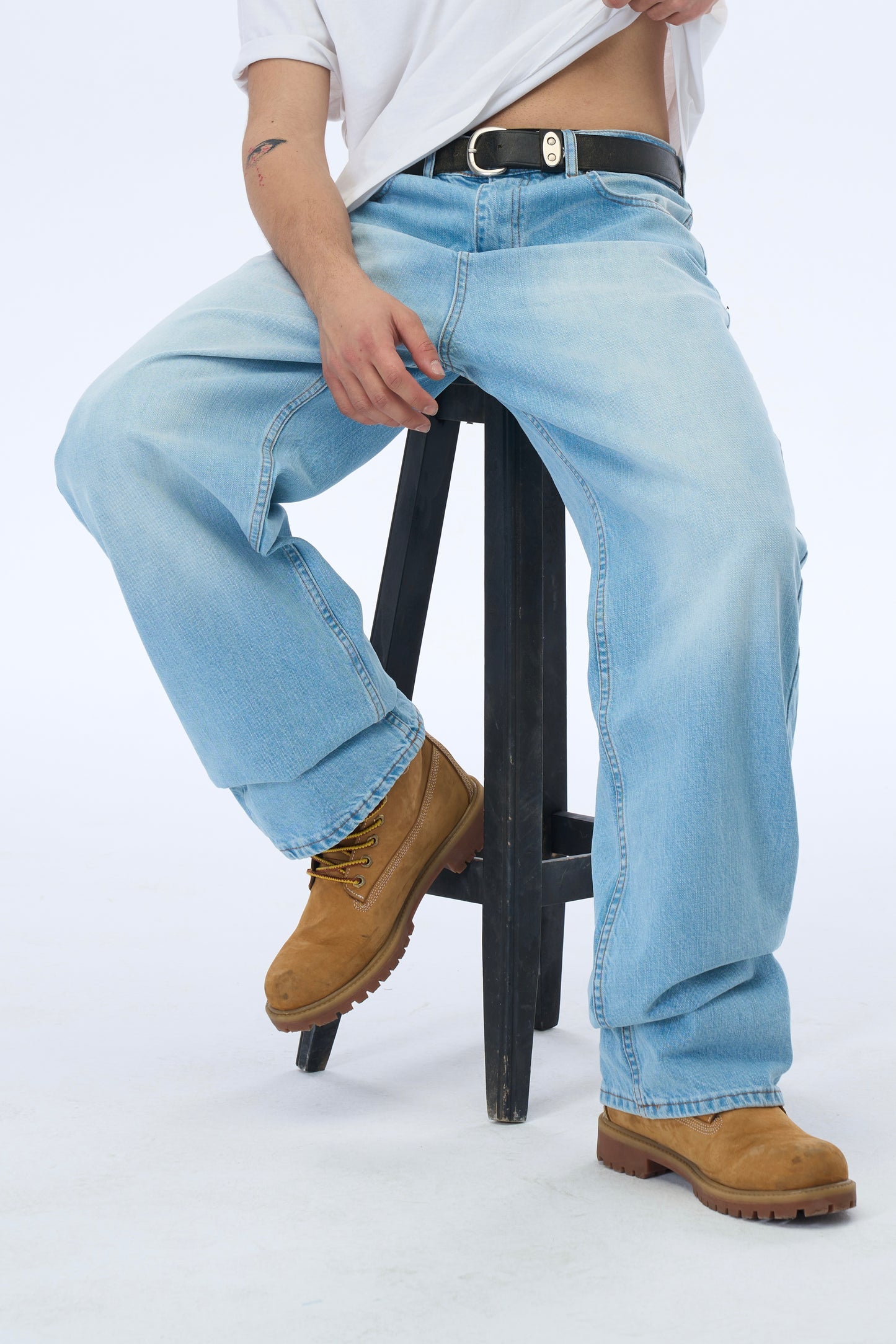 ATE Studios Premium Buz Mavi Baggy Kot Pantolon