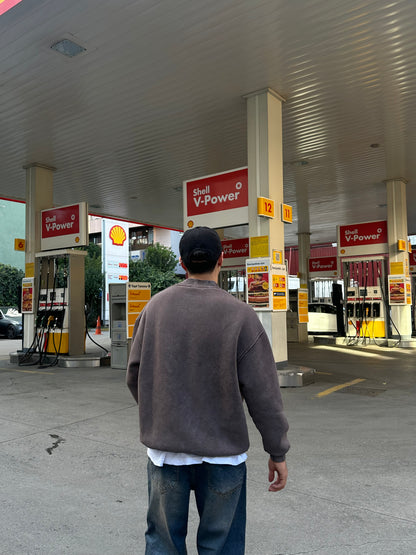 Young Atelıer Baskılı Kahverengi Yıkamalı Sweatshirt