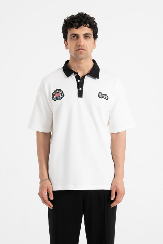 Masterpiece Nakışlı Oversize Polo Yaka Tişört