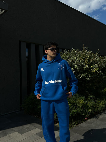 HS Baskılı Mavi Oversize Hoodie