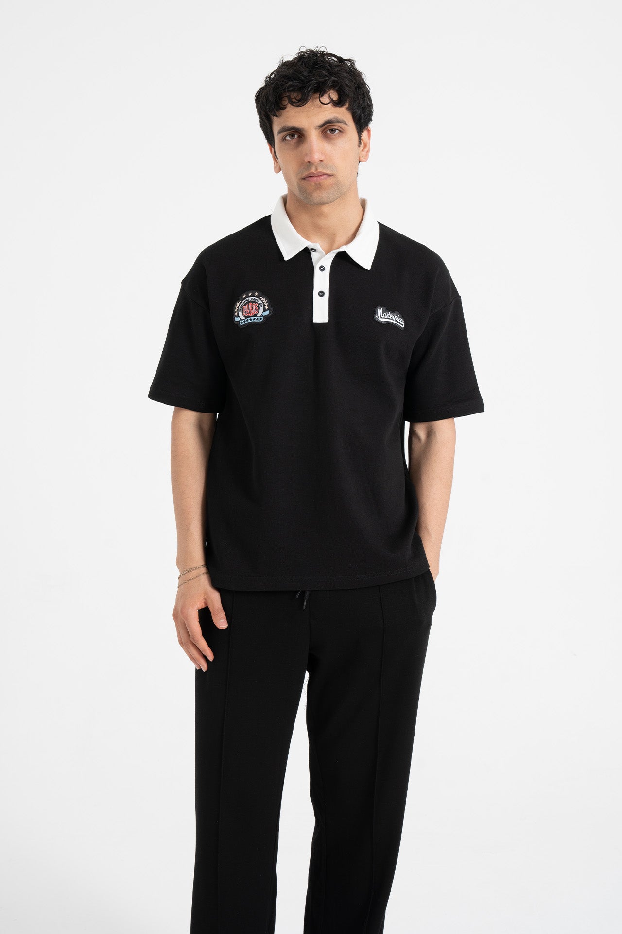 Masterpiece Nakışlı Oversize Polo Yaka Tişört