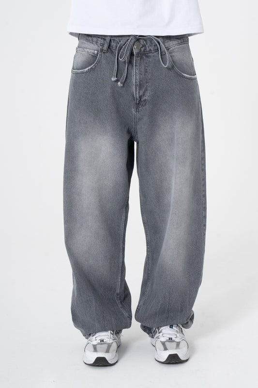 Bağcıklı Yıkama Detay Premium Baggy Pantolon