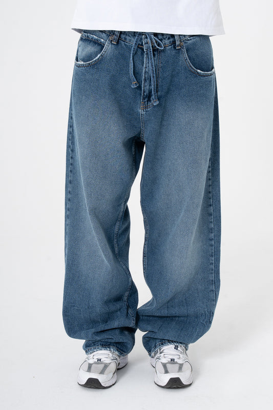 Bağcıklı Yıkama Detay Premium Baggy Pantolon