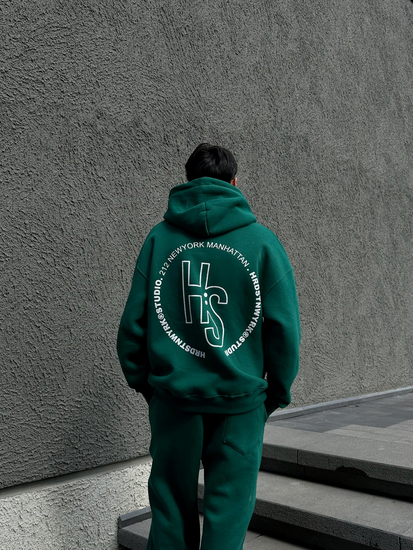 HS Baskılı Yeşil Oversize Hoodie
