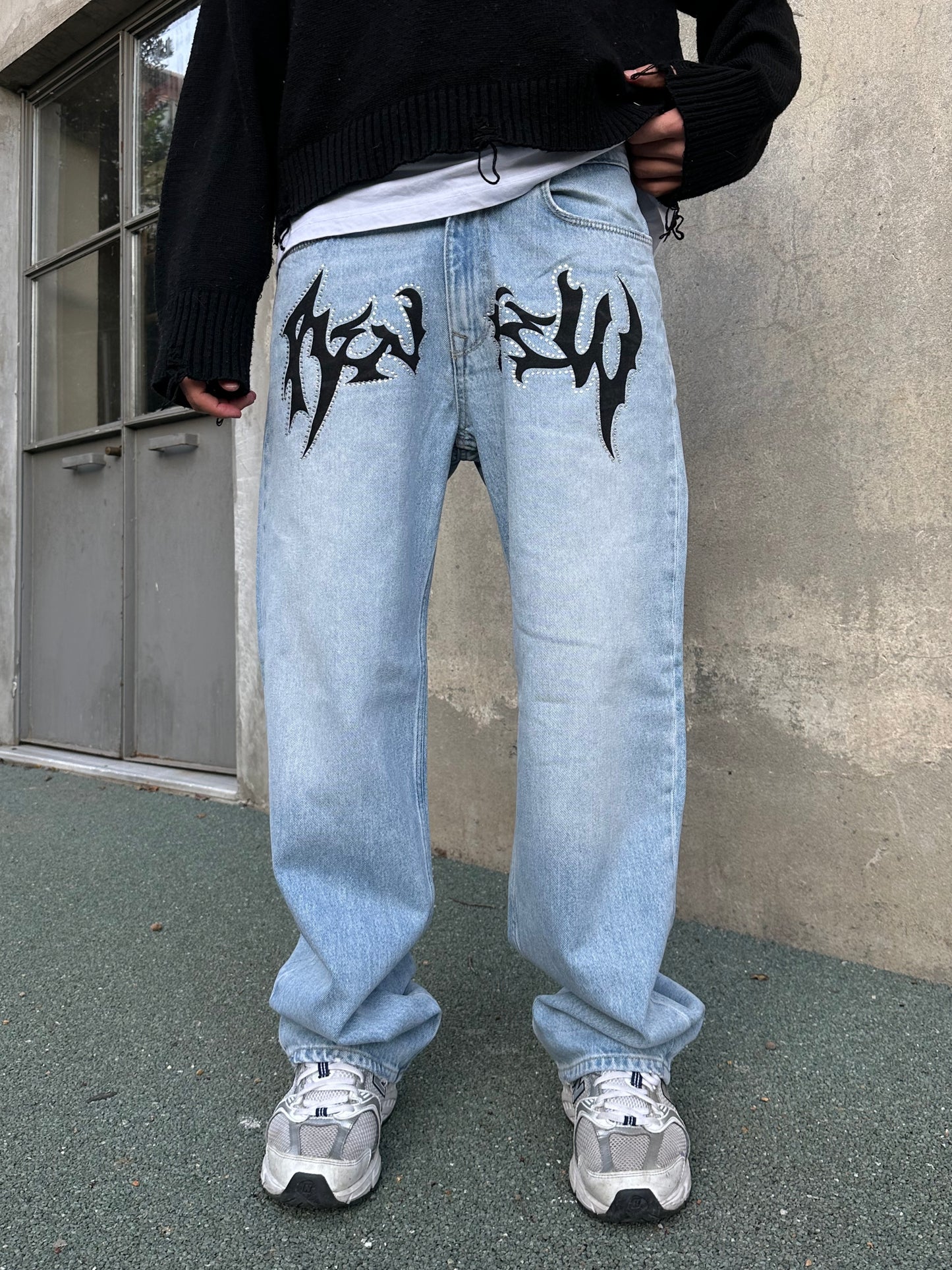 RW Premium Taş Detay Baggy Kot Pantolon