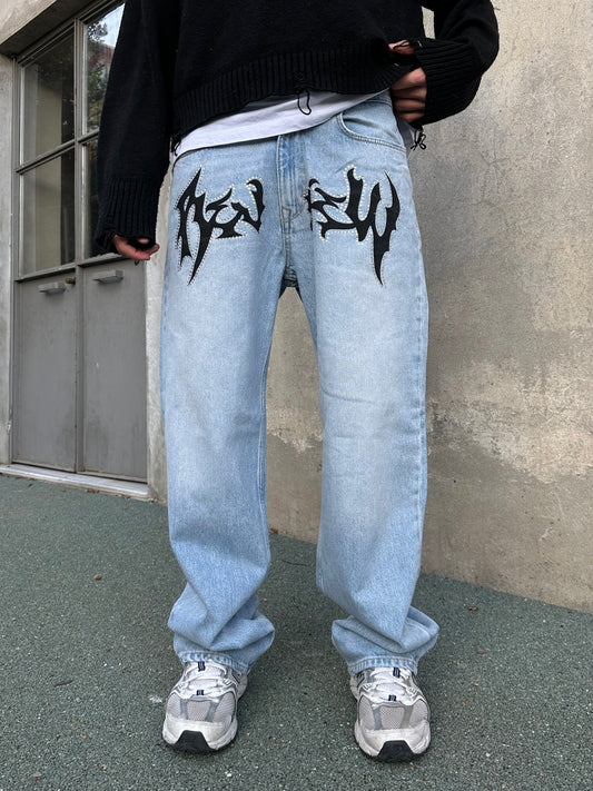 RW Premium Taş Detay Baggy Kot Pantolon