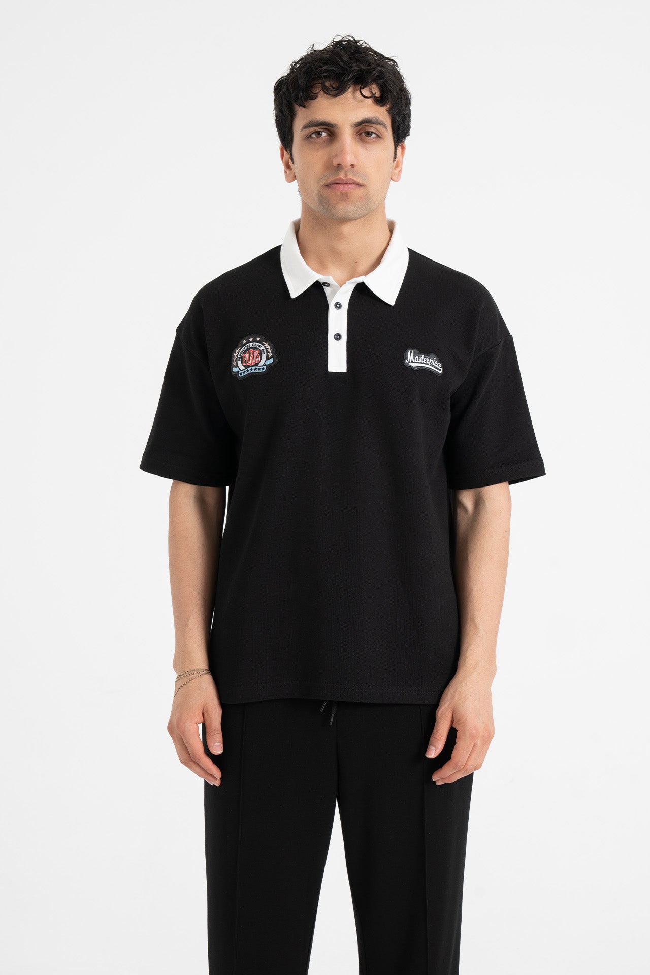 Masterpiece Nakışlı Oversize Polo Yaka Tişört