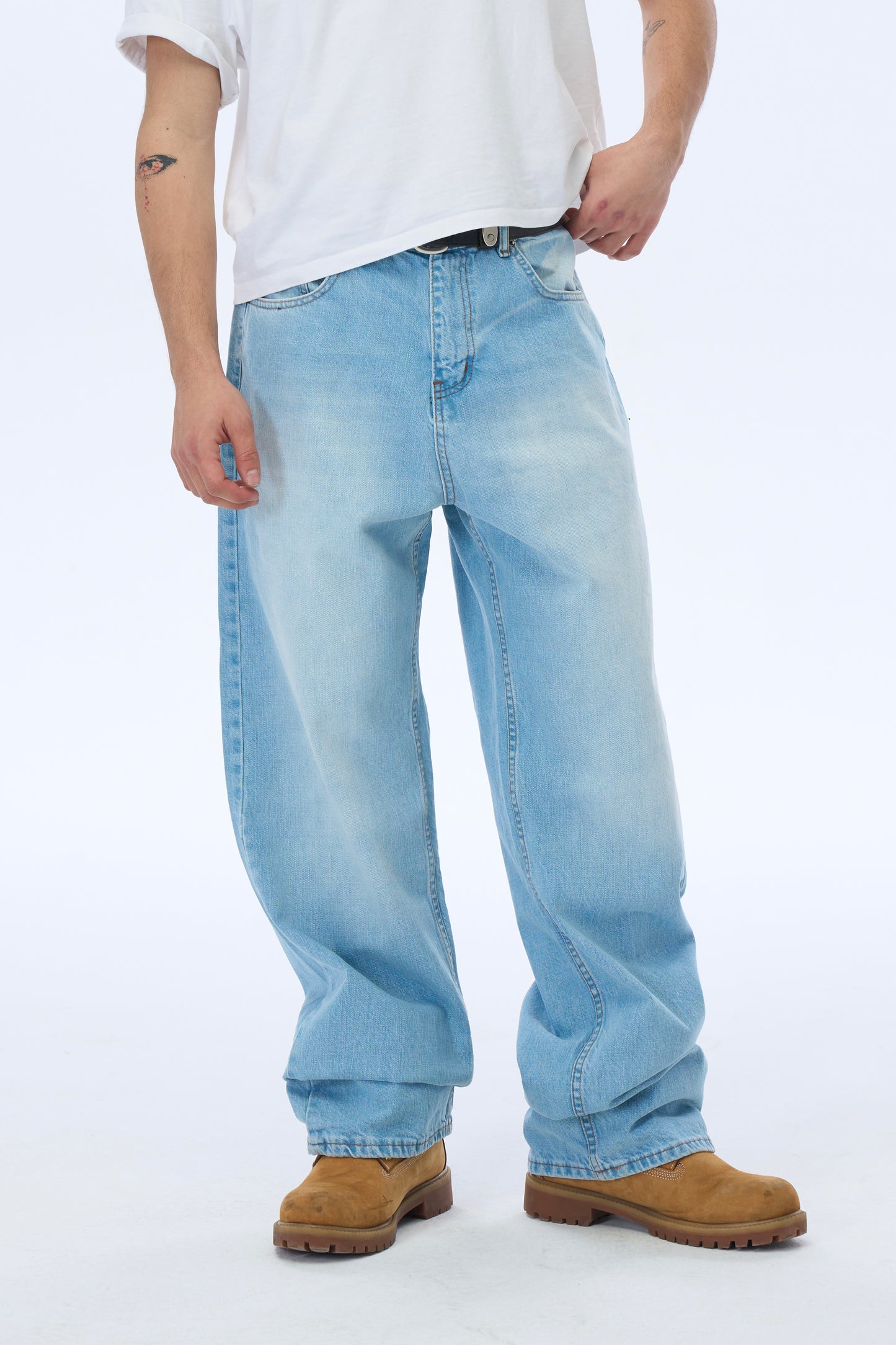 ATE Studios Premium Buz Mavi Baggy Kot Pantolon