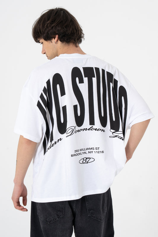 Oversize NYC STUDIO Baskılı Premium Tişört