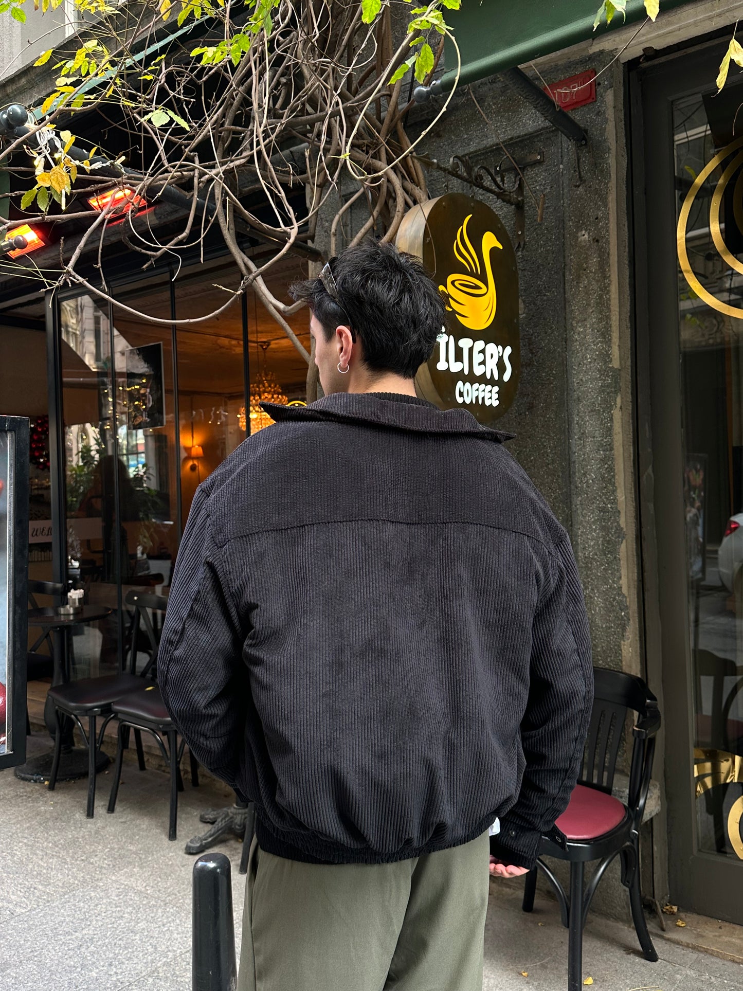 Siyah Kadife Bomber Ceket