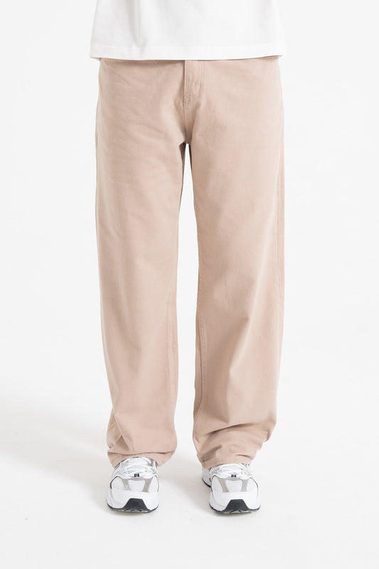 Basic Bej Baggy Kot Pantolon