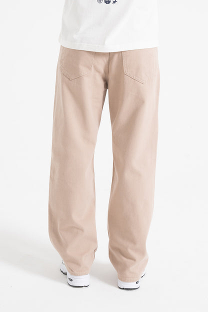 Basic Bej Baggy Kot Pantolon