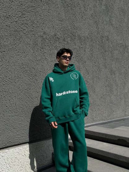 HS Baskılı Yeşil Oversize Hoodie