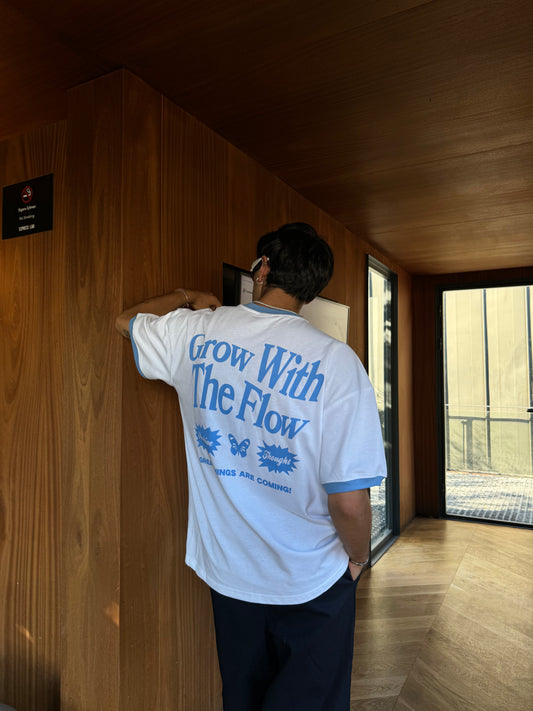Grow With Flow Beyaz Unisex Oversize T-Shirt