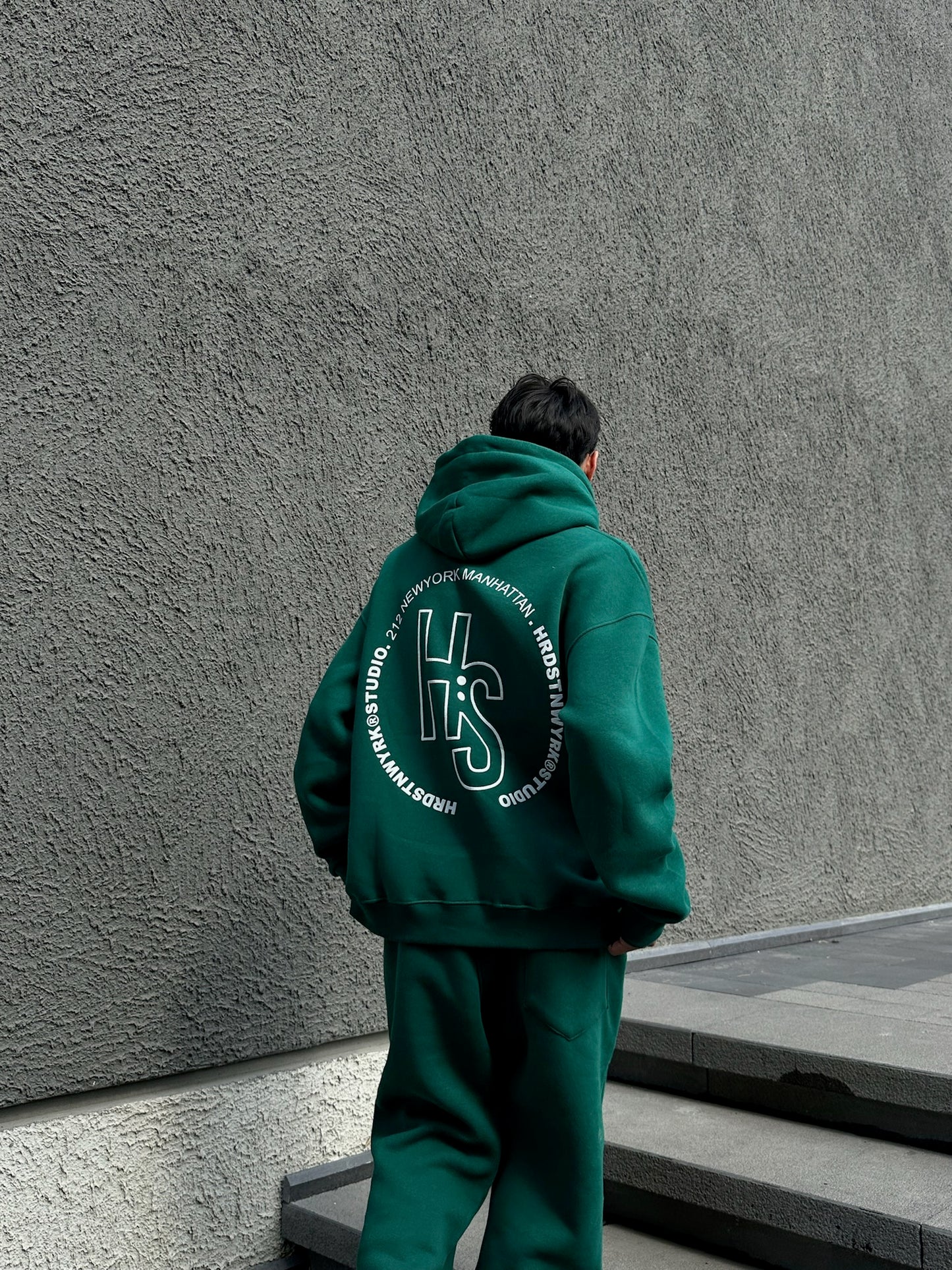 HS Baskılı Yeşil Oversize Hoodie