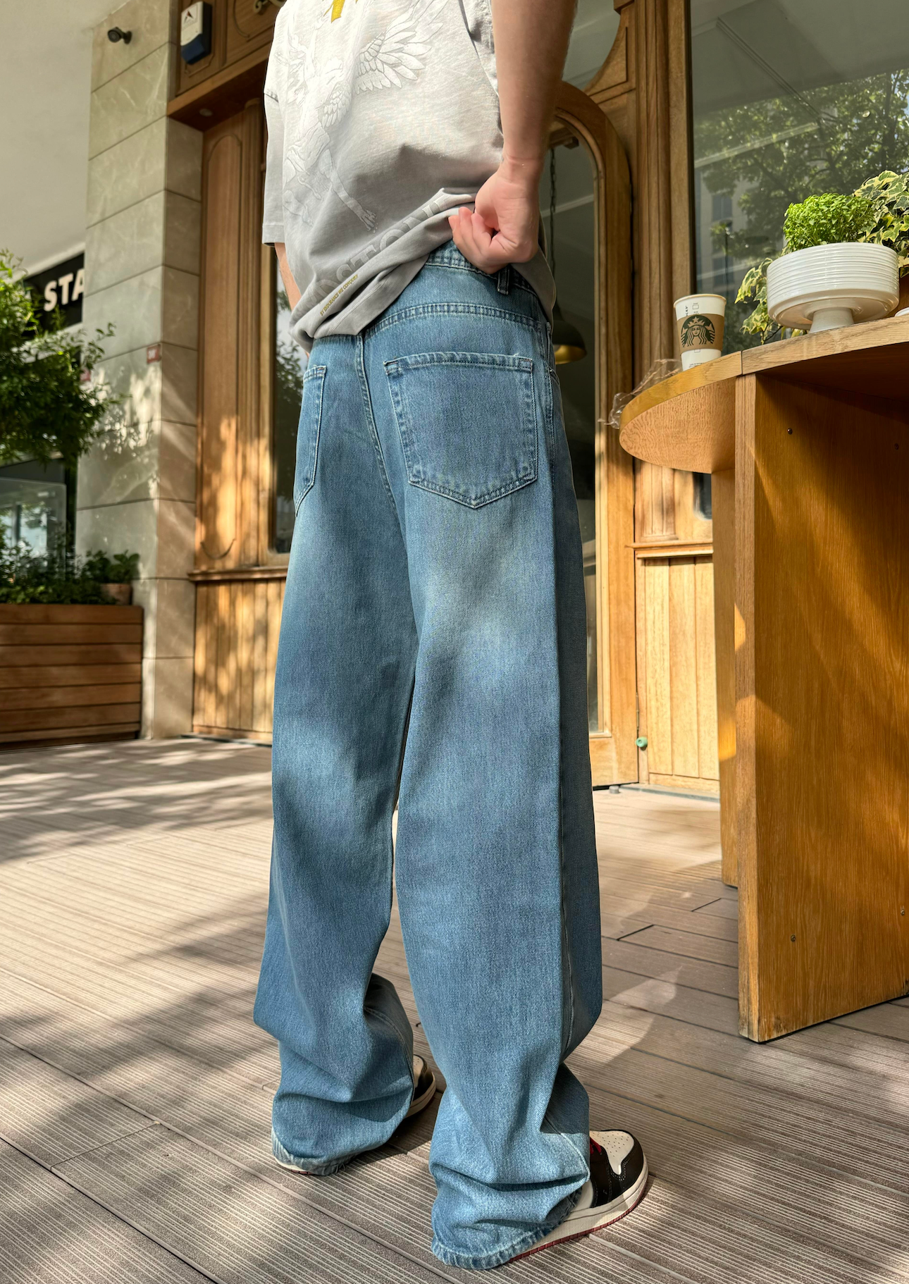 Çizgili Basic Mavi Jean