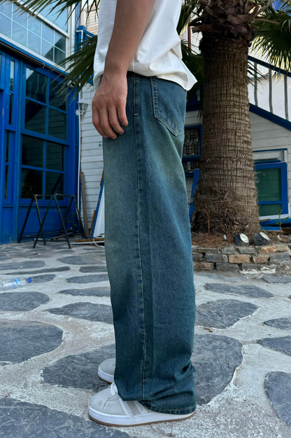 Yeşil Basic Baggy Jean