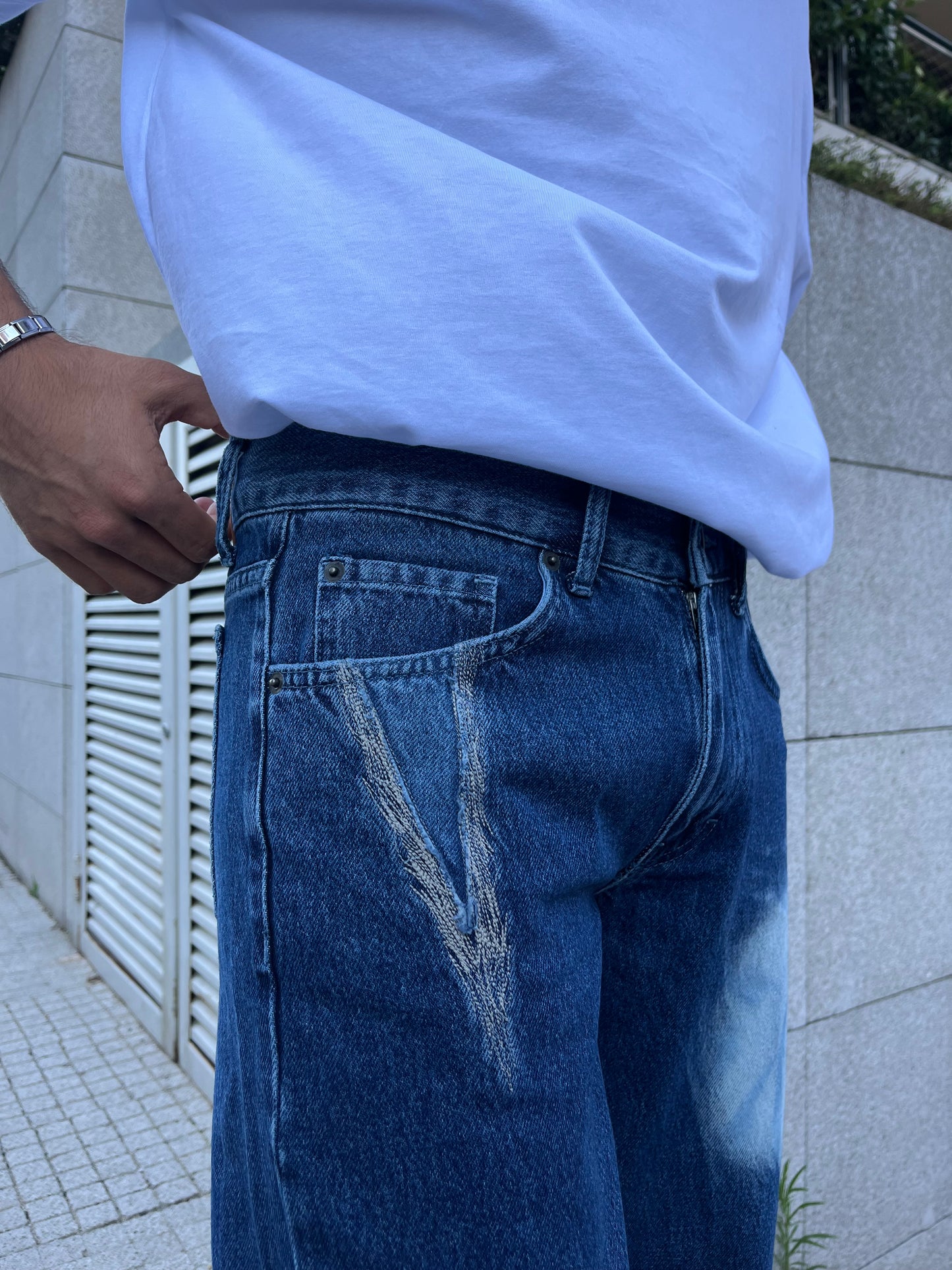 Loose Fit Mavi Detay Jean