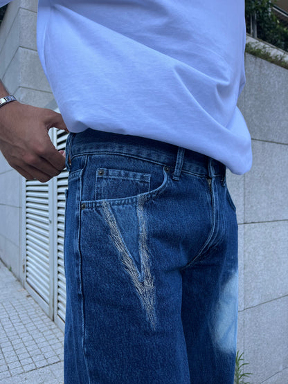Loose Fit Mavi Detay Jean