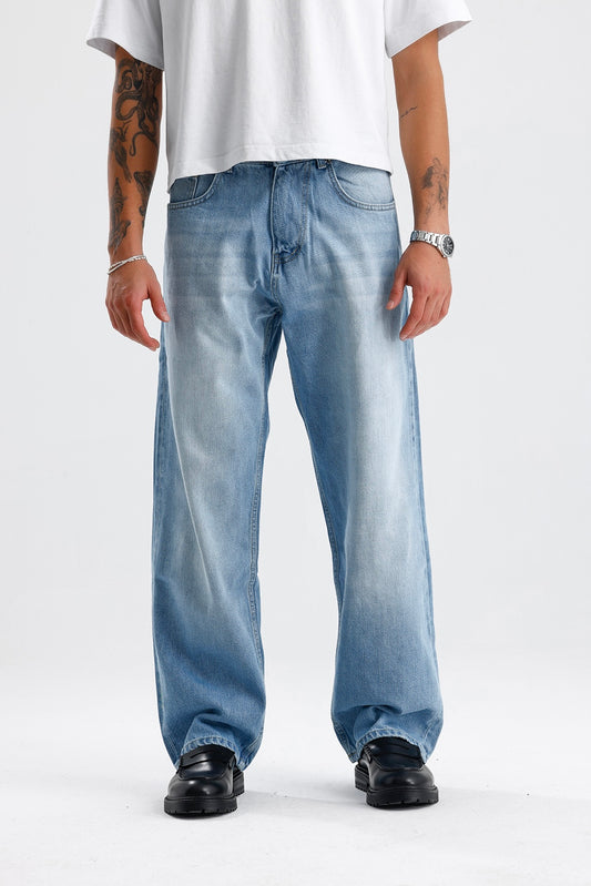Buz Mavi Relaxed Fit Kot Pantolon