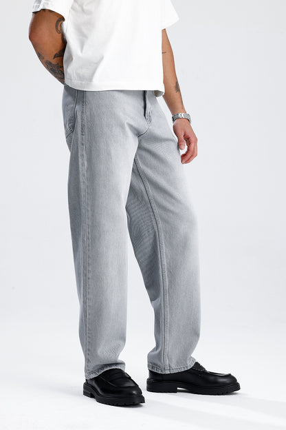 Relaxed Fit Açık Gri Kot Pantolon