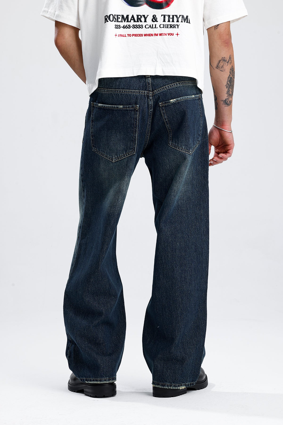 ATE Ocean Blue Washed Baggy Kot Pantolon