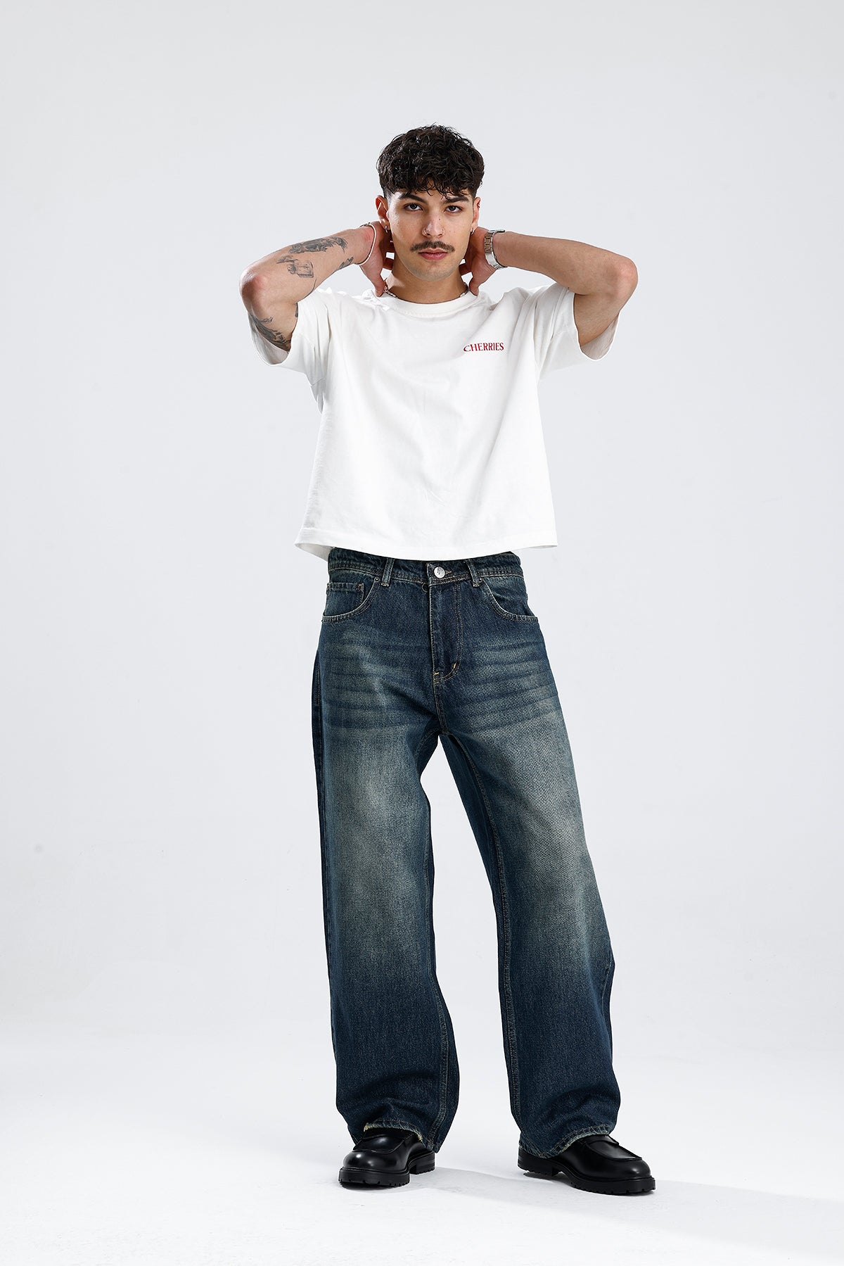 ATE Ocean Blue Washed Baggy Kot Pantolon