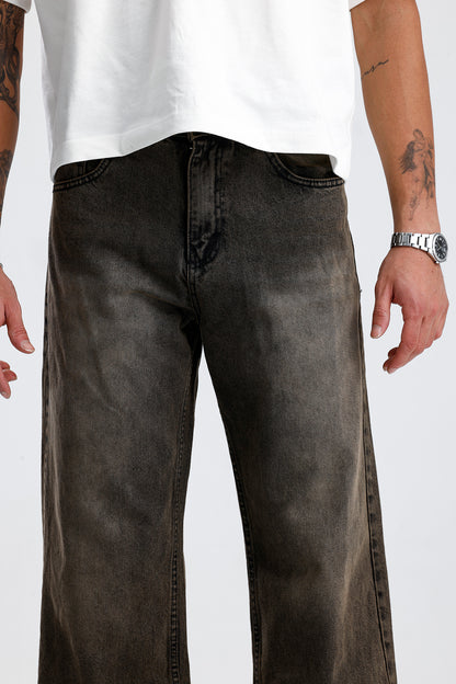 Relaxed Fit Retro Kahve Baggy Kot Pantolon