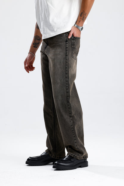 Relaxed Fit Retro Kahve Baggy Kot Pantolon