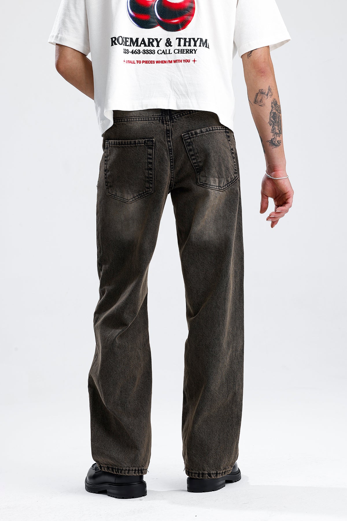 Relaxed Fit Retro Kahve Baggy Kot Pantolon