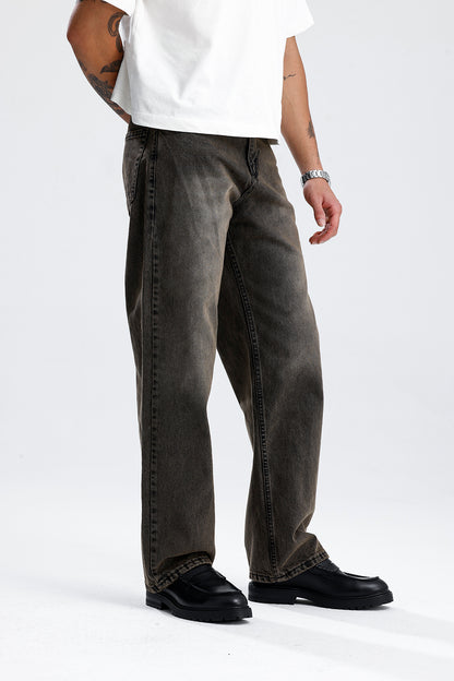 Relaxed Fit Retro Kahve Baggy Kot Pantolon