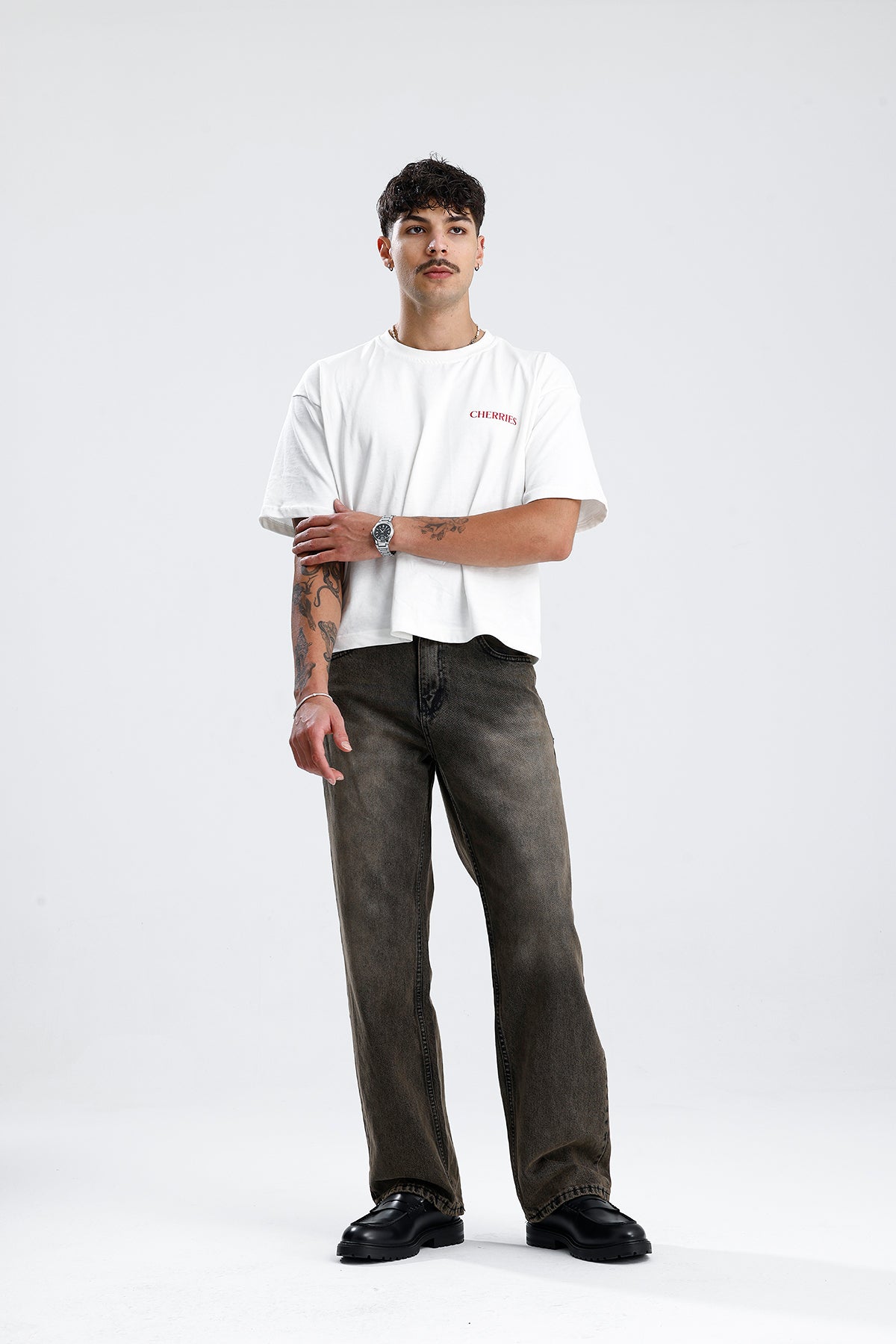 Relaxed Fit Retro Kahve Baggy Kot Pantolon