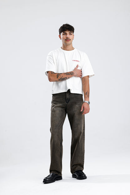 Relaxed Fit Retro Kahve Baggy Kot Pantolon