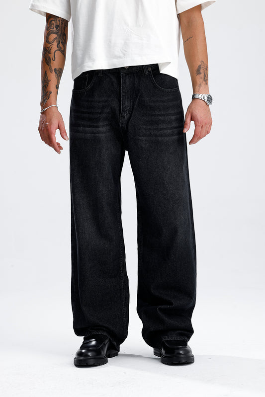 ATE Line Wash Siyah Baggy Kot Pantolon