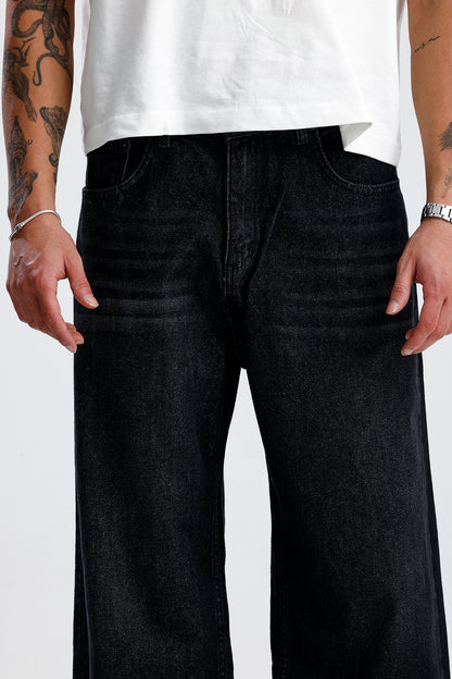 ATE Line Wash Siyah Baggy Kot Pantolon