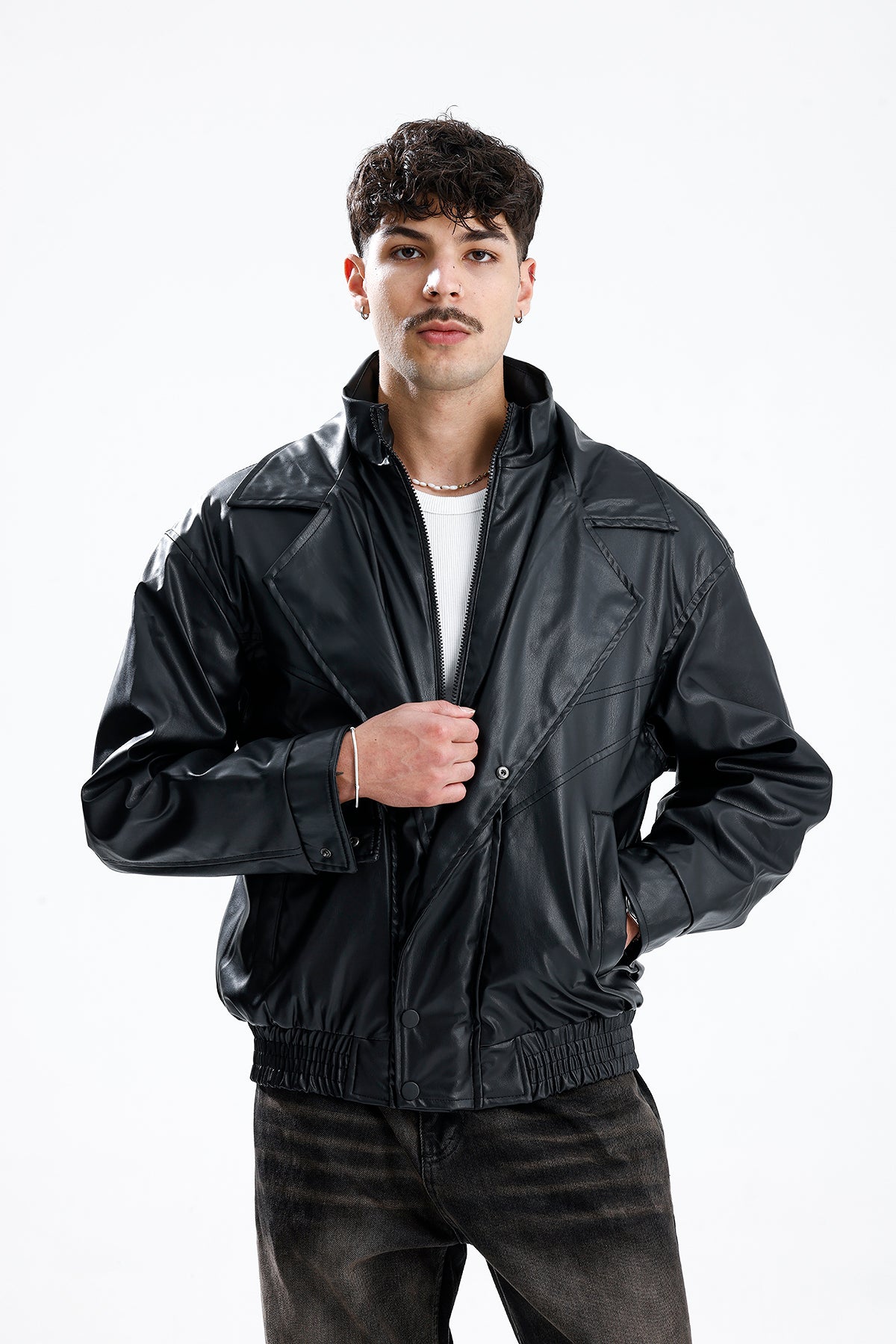 90's Vintage Kalıp Bomber Deri Ceket