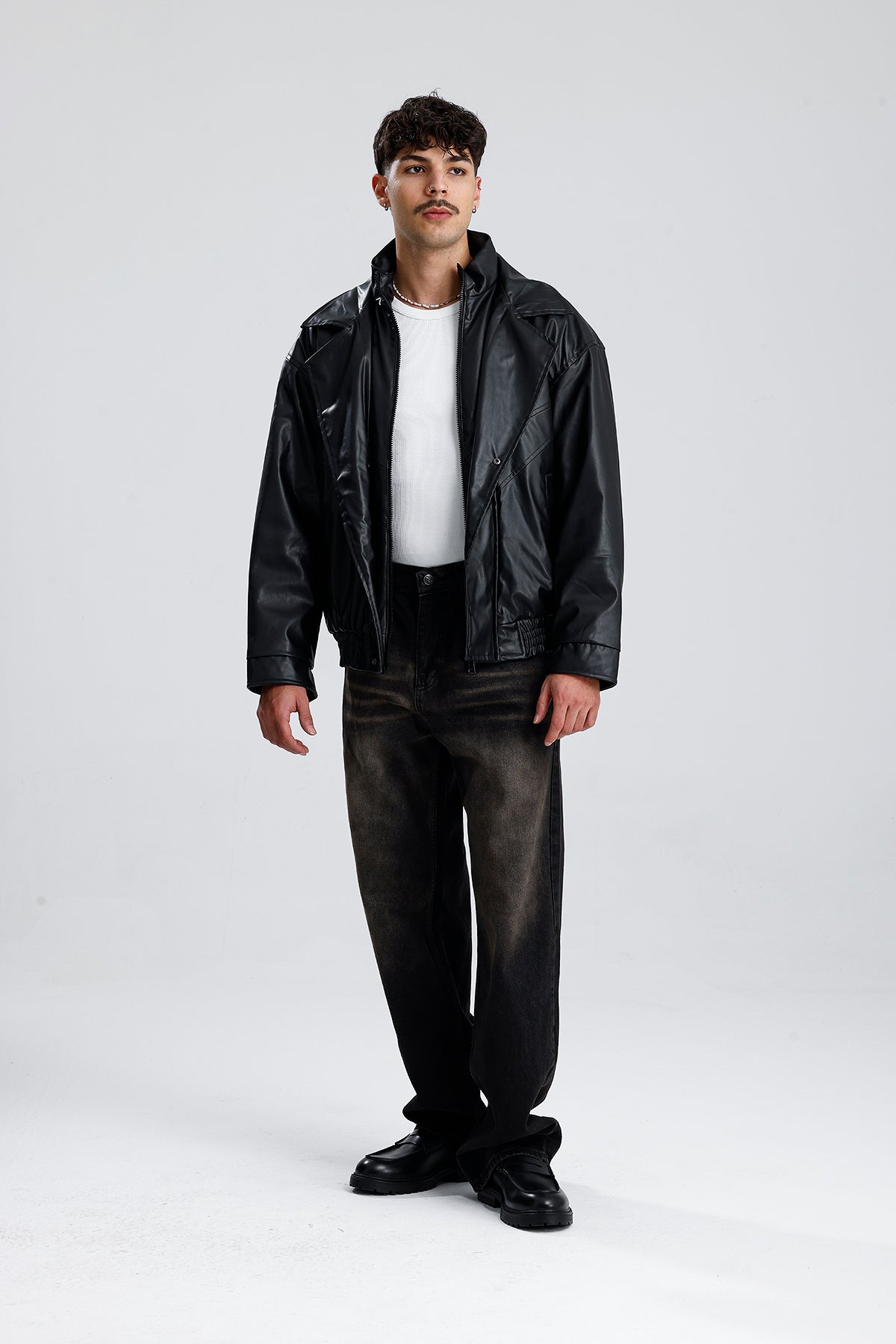 90's Vintage Kalıp Bomber Deri Ceket