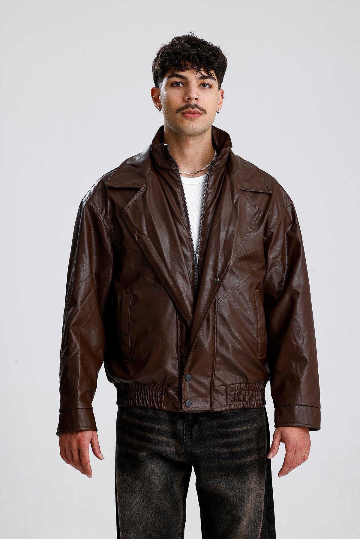 90's Vintage Kalıp Bomber Deri Ceket