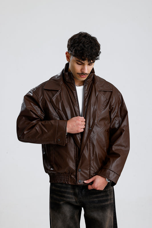 90's Vintage Kalıp Bomber Deri Ceket