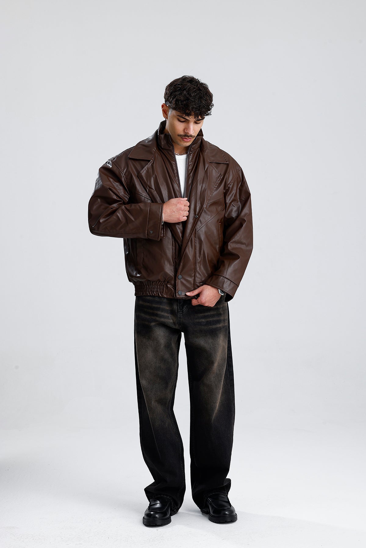 90's Vintage Kalıp Bomber Deri Ceket