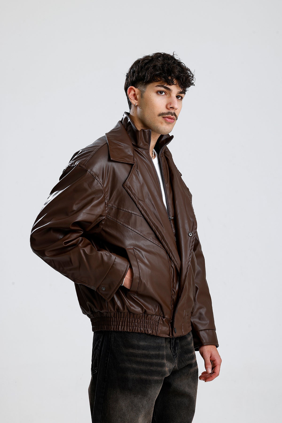 90's Vintage Kalıp Bomber Deri Ceket