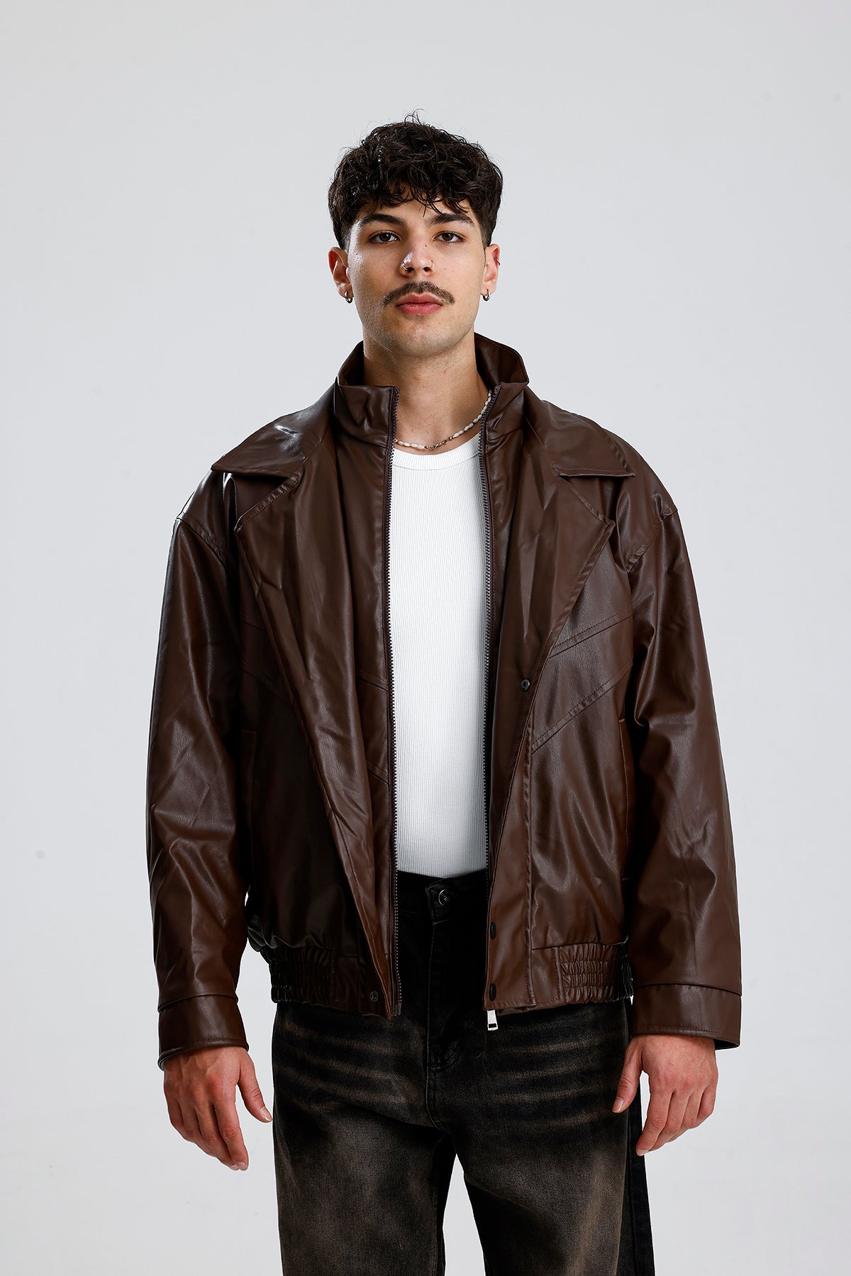 90's Vintage Kalıp Bomber Deri Ceket