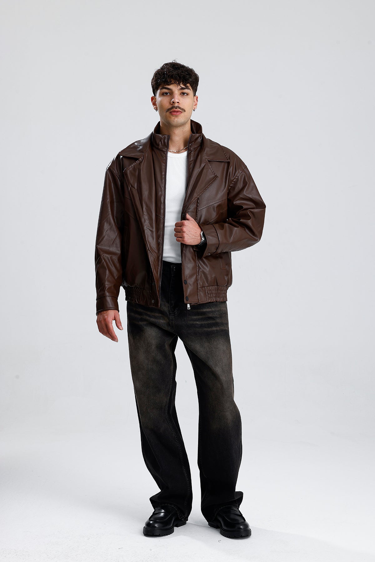 90's Vintage Kalıp Bomber Deri Ceket