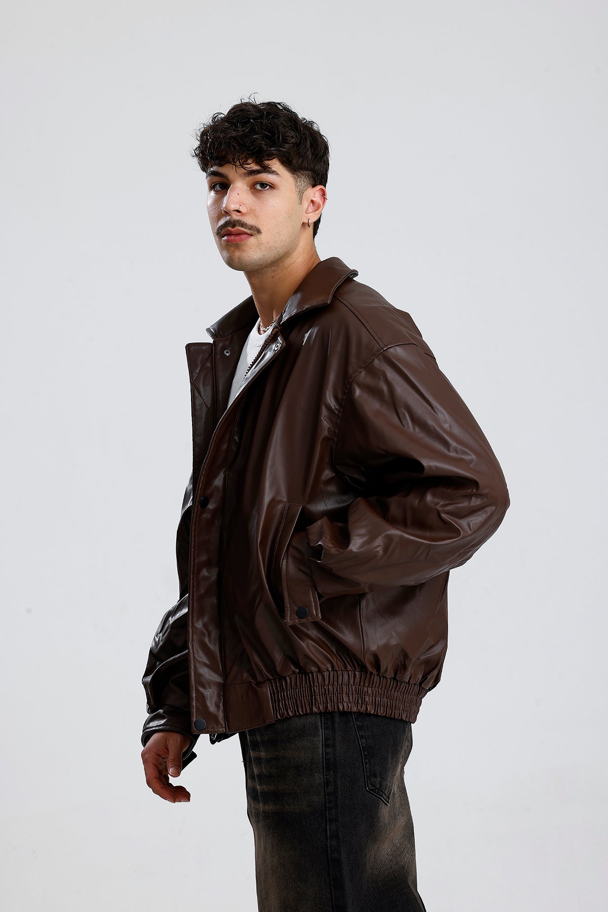 Oversize Bomber Deri Ceket