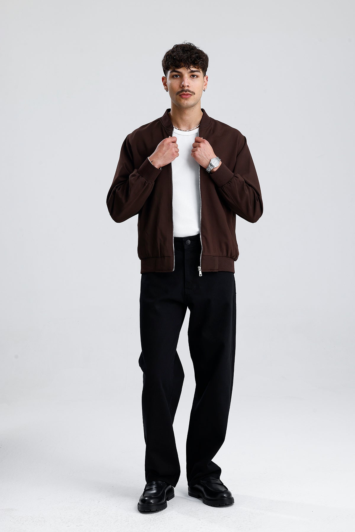 Relaxed Fit Bisiklet Yaka Casual Ceket