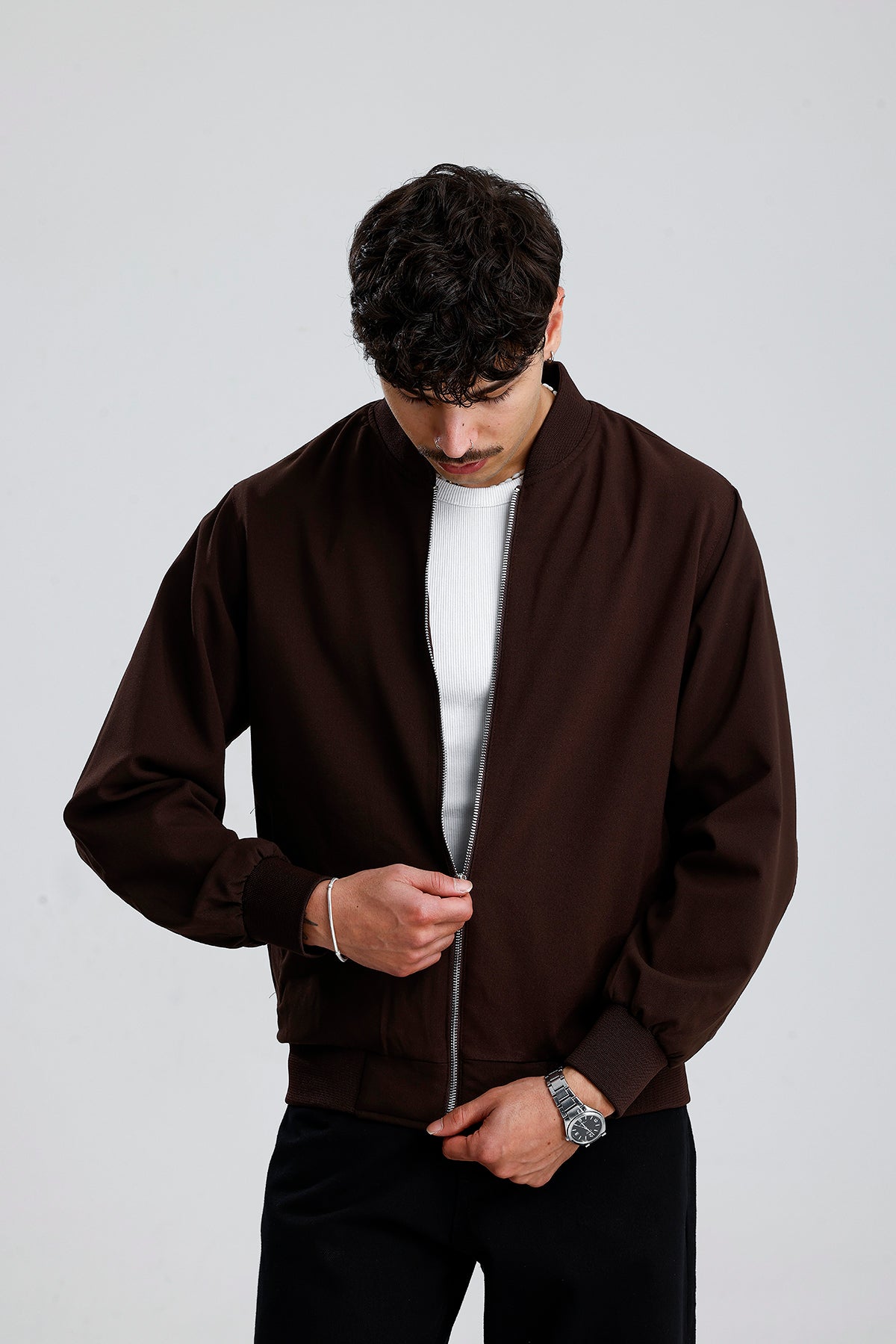 Relaxed Fit Bisiklet Yaka Casual Ceket